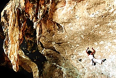 Climbing on the limestone rocks of Raileh