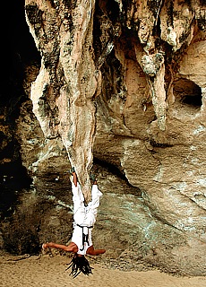 Climbing on the limestone rocks of Raileh