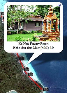 GPS-Track Resorts and Hotels on Ko Ngai Island