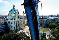 Autocrane in front of Karlschurch at Karlsplace in Vienna