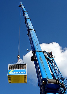 Autocrane in front of Karlschurch on Karlsplace in Vienna